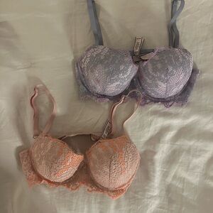 *3 for 20* Victoria’s Secret Lace Bras in Orange & Purple, Size 32C,